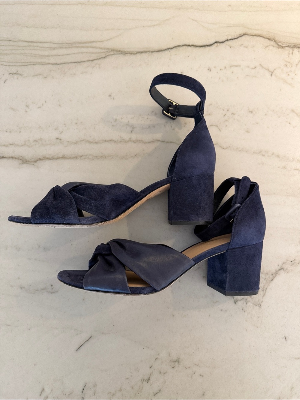 Diane von Furstenberg DVF blue suede and leather ankle strap sandals size 9